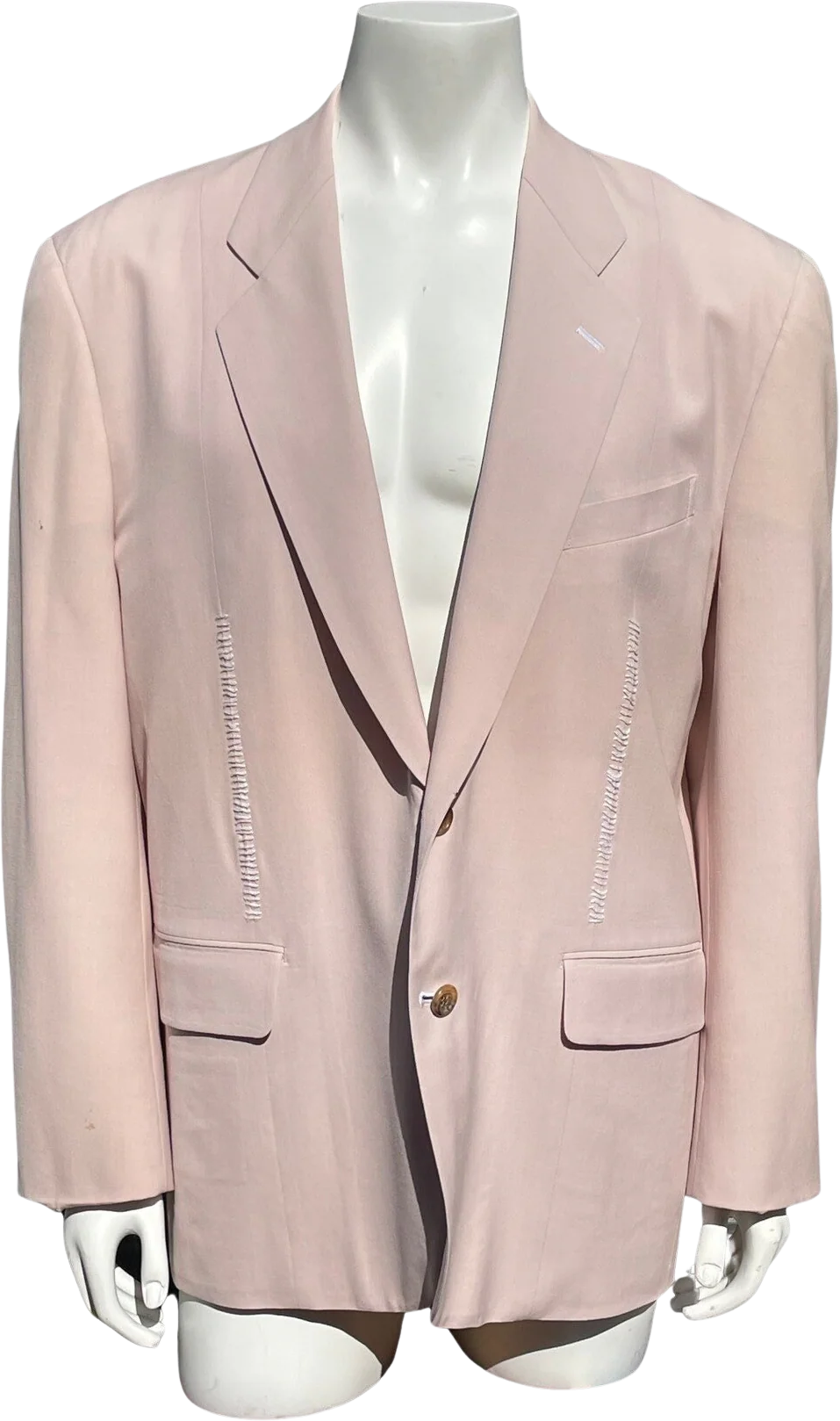 Vintage 80s Comme Des Garcons Homme Summer Pink Blazer Jacket Size M Light Wool by Comme Des Garcons