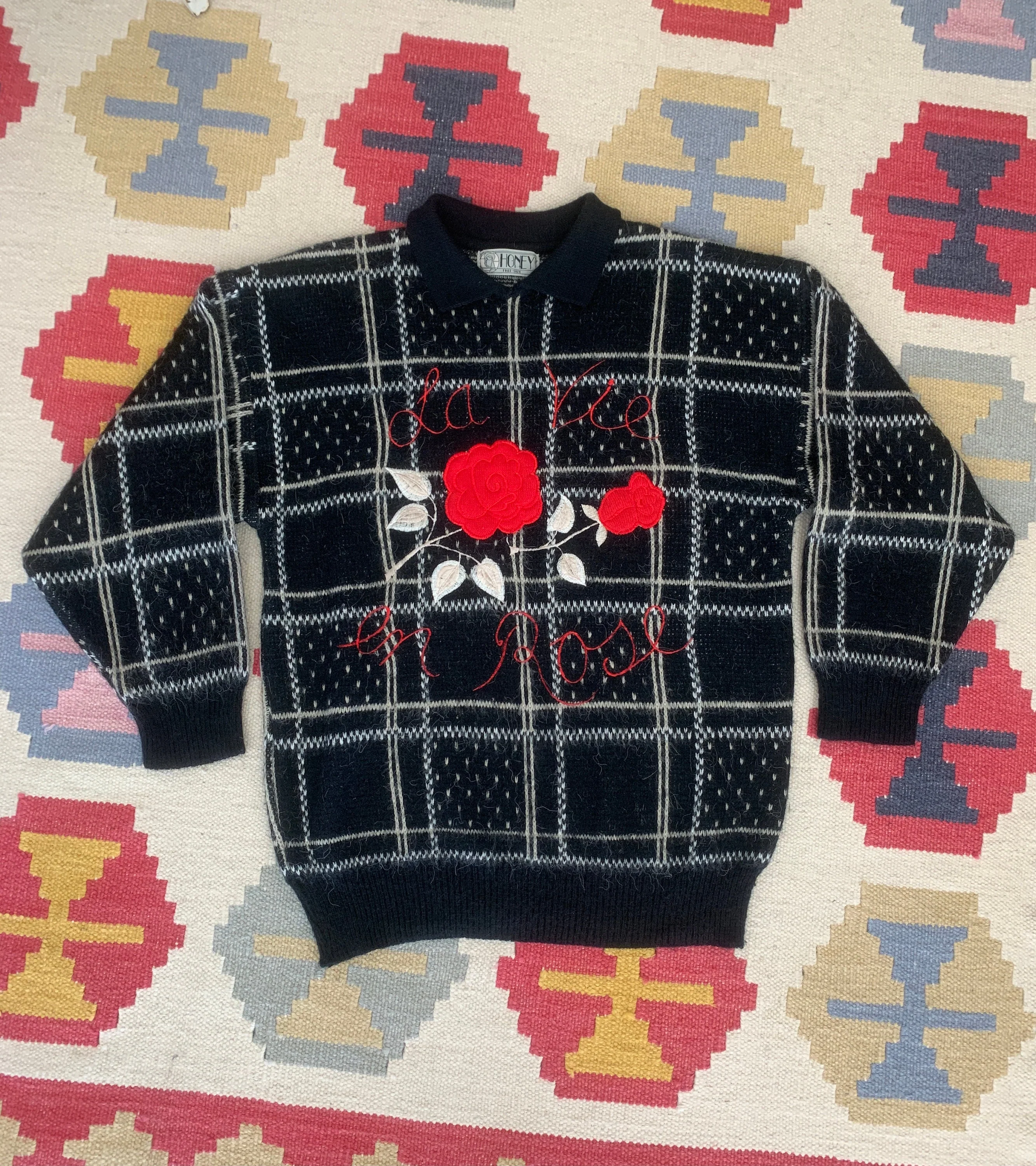 Vintage 80s Cozy La Vie En Rose Pullover Sweater Sz M / L by Honey - Image 3
