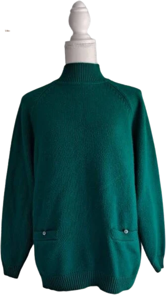 80s Vintage Teal Tunic Mock Necksweater By Croquet Club