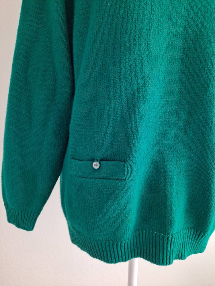 80s Vintage Teal Tunic Mock Necksweater By Croquet Club - Image 6