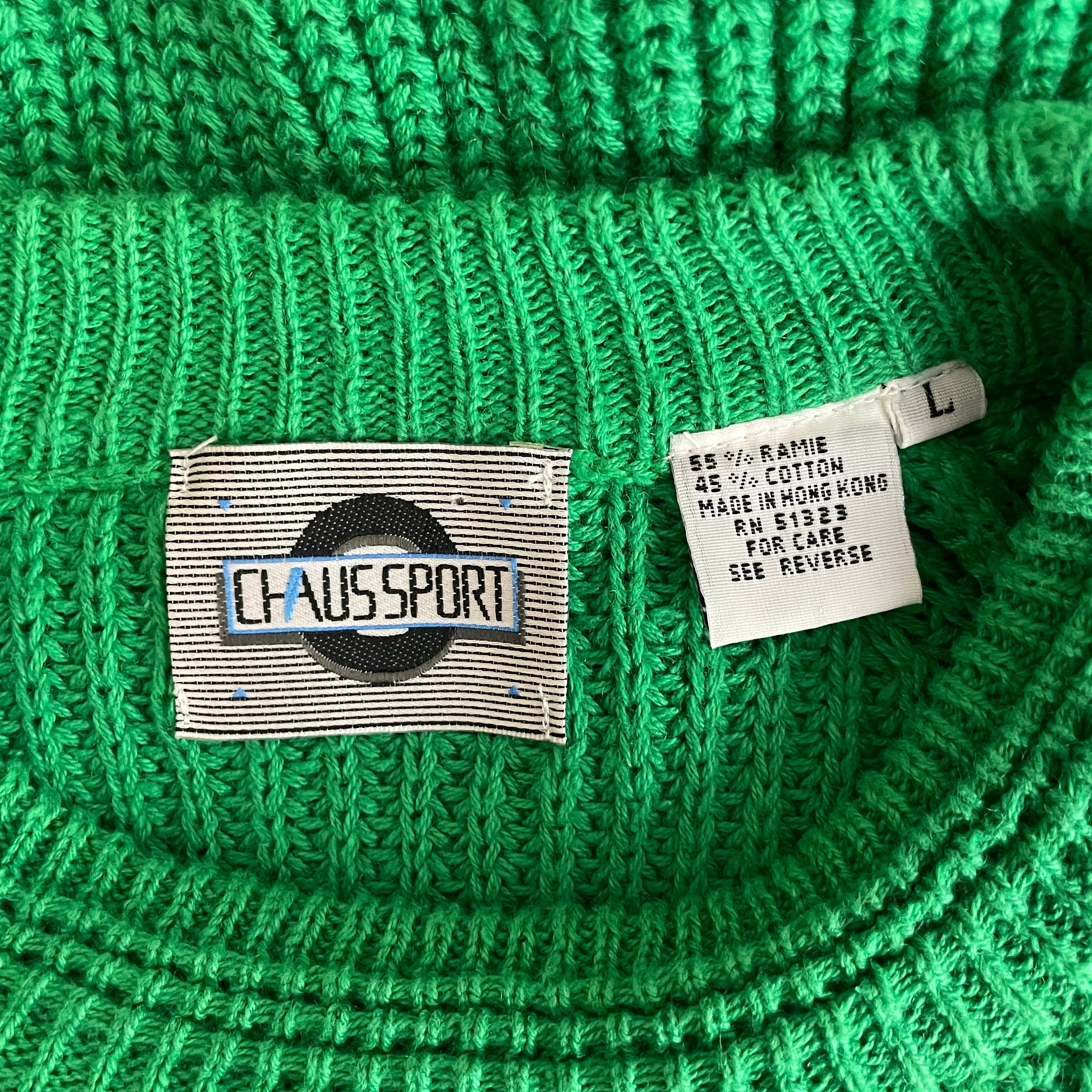 Vintage 80s Deadstock Chaus Sport Kelly Green Cable Knit Jumper Sweater by Chaus Sport Additions - Image 8
