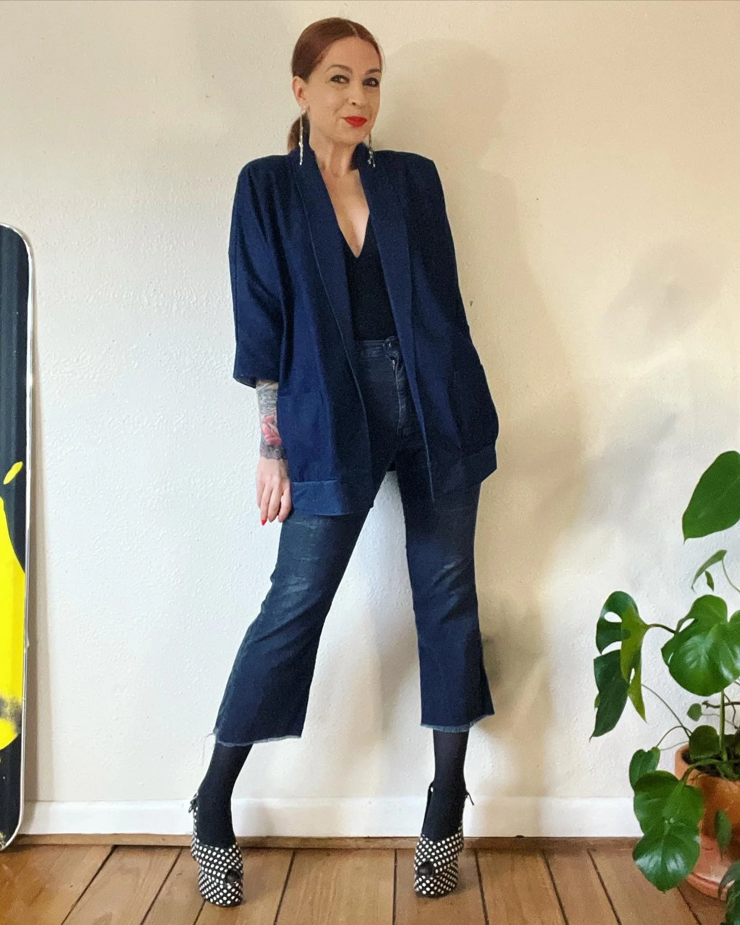 Vintage 80s Denim Dolman Sleeve Cocoon Coat with Shawl Collar by Jaylan Of California - Image 9