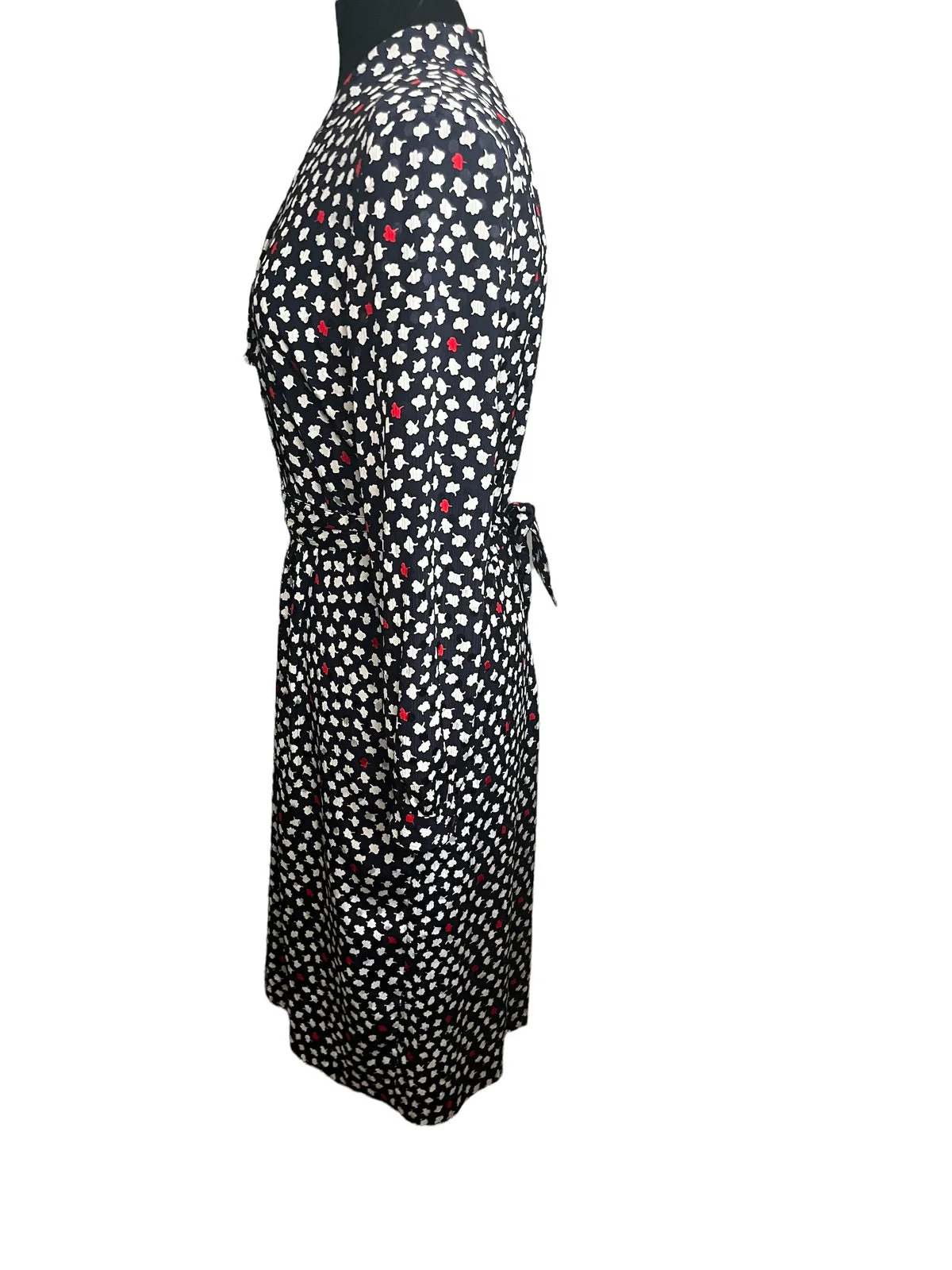 Vintage 80s Designer Blue White Abstract Fall Dress 12 Large/xl by Perrie Balmain - Image 5