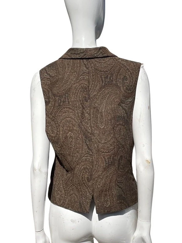Vintage 80s Dkny Wool Vest Size 6 Paisley Pattern Top Blouse Sleeveless by Dkny - Image 6