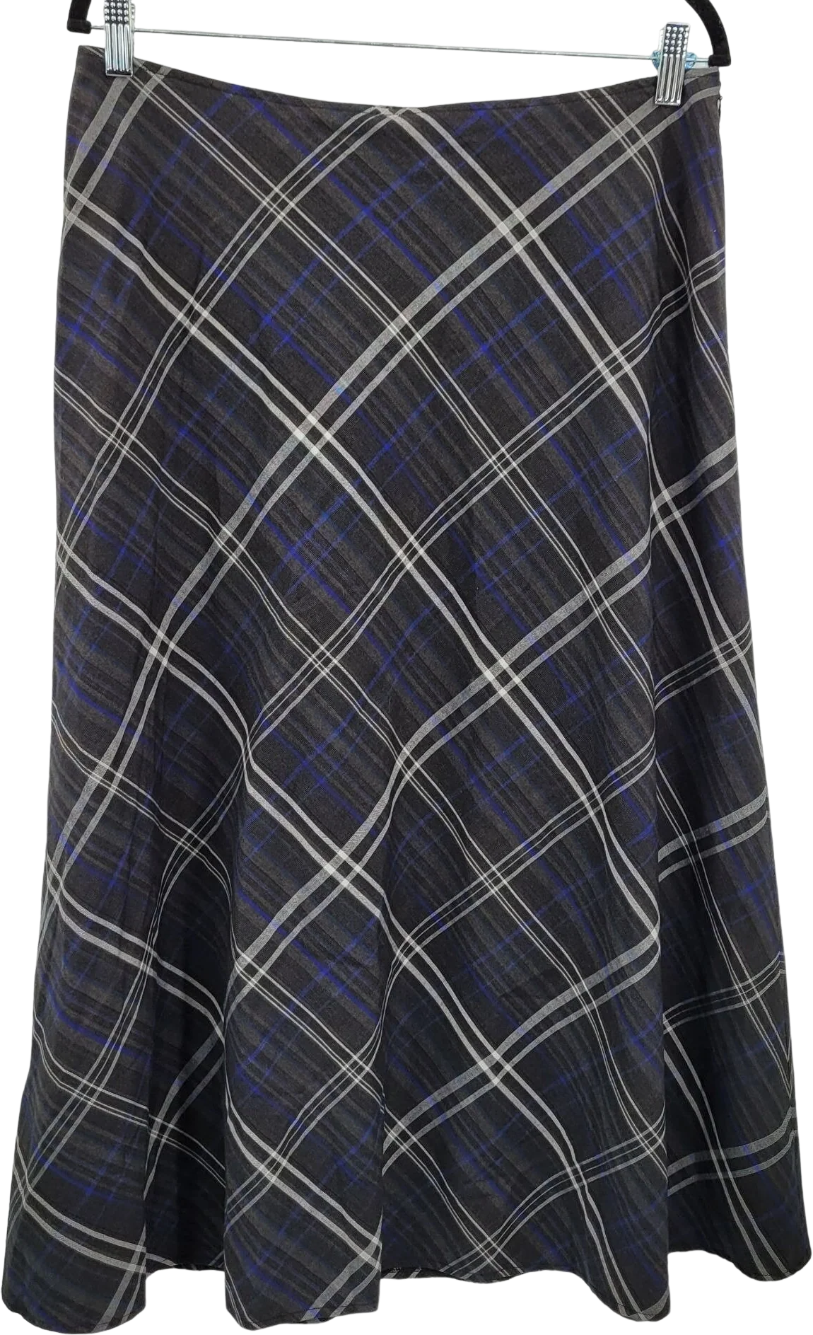 Vintage 80s East 5th Skirt Midi Plaid Charcoal Gray Plaid 14 Dark Academia by East 5th