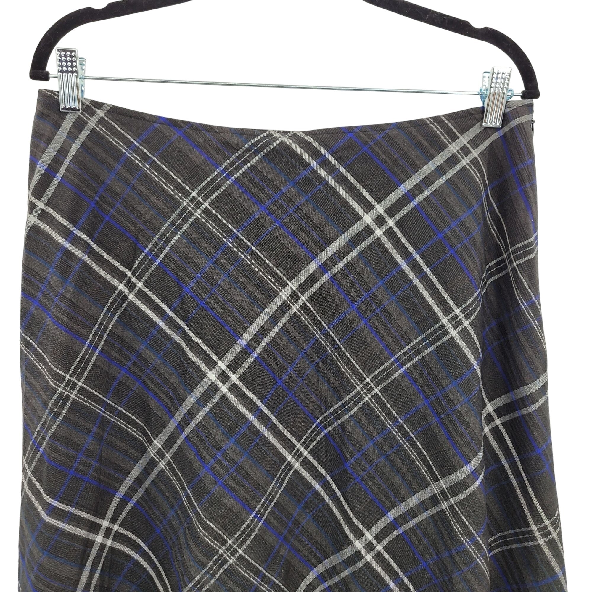 Vintage 80s East 5th Skirt Midi Plaid Charcoal Gray Plaid 14 Dark Academia by East 5th - Image 5