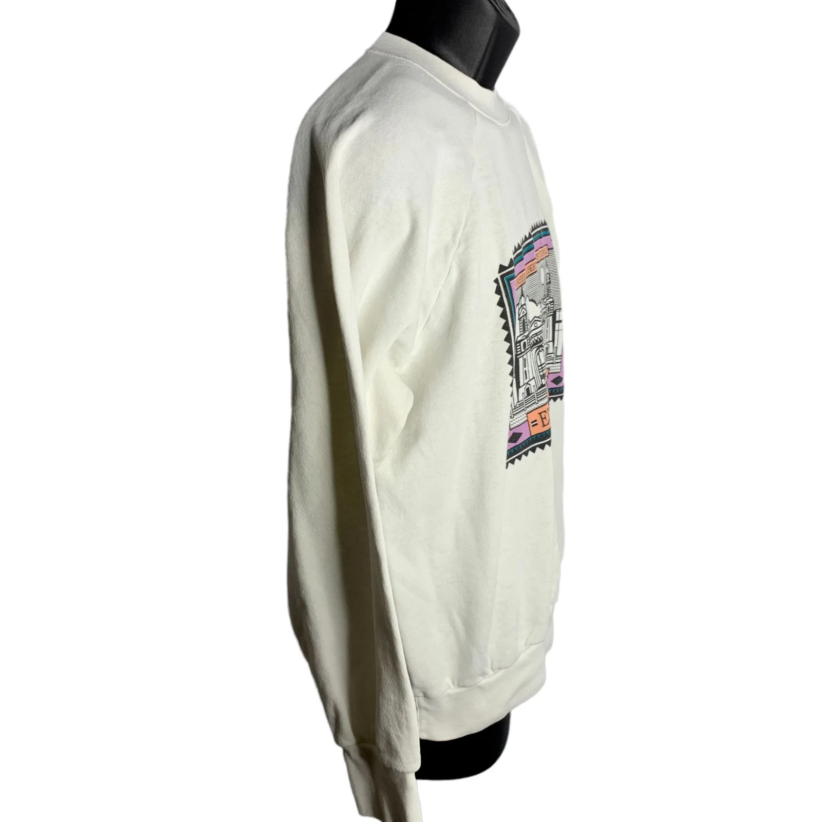 Vintage 80s Ellis Island Crewneck Sweatshirt Xl White Pullover Long Sleeves by Signal - Image 5
