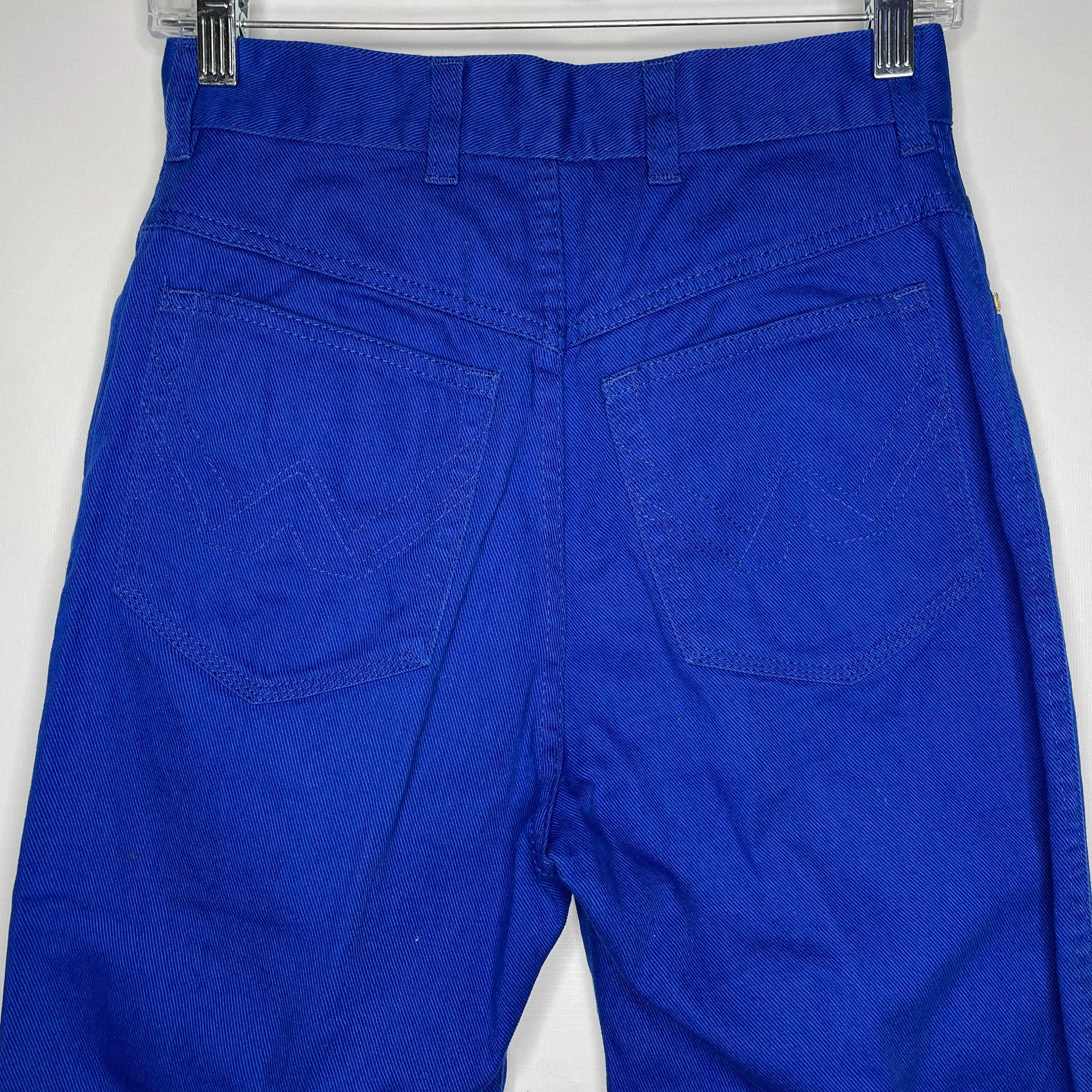 Vintage 80s Escada Royal Blue Denim High Waisted Tapered Leg Mom Jeans by Escada - Image 4