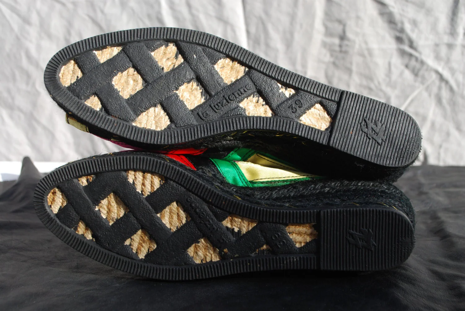 Vintage 80s Espadrilles Wedge Shoes Size 39 Usa 8 1/2 La Luzienne Paris Silk Ribbon Wedgies The by La Luzienne - Image 4