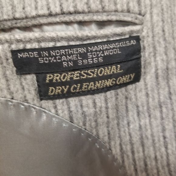 Vintage 80s Finchley Fifth Avenue Gray Camel Wool Pinstripe Suit Coat Blazer - Image 8