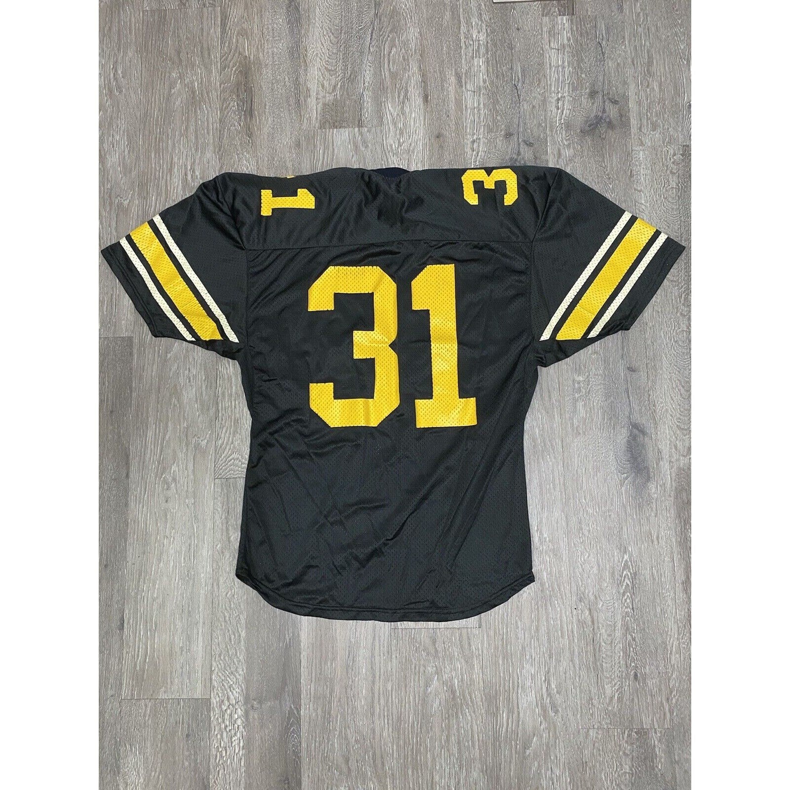 Vintage 80s Football Jersey High School Spanjan Usa Size 44 Black Yellow 31 by Spanjan - Image 2