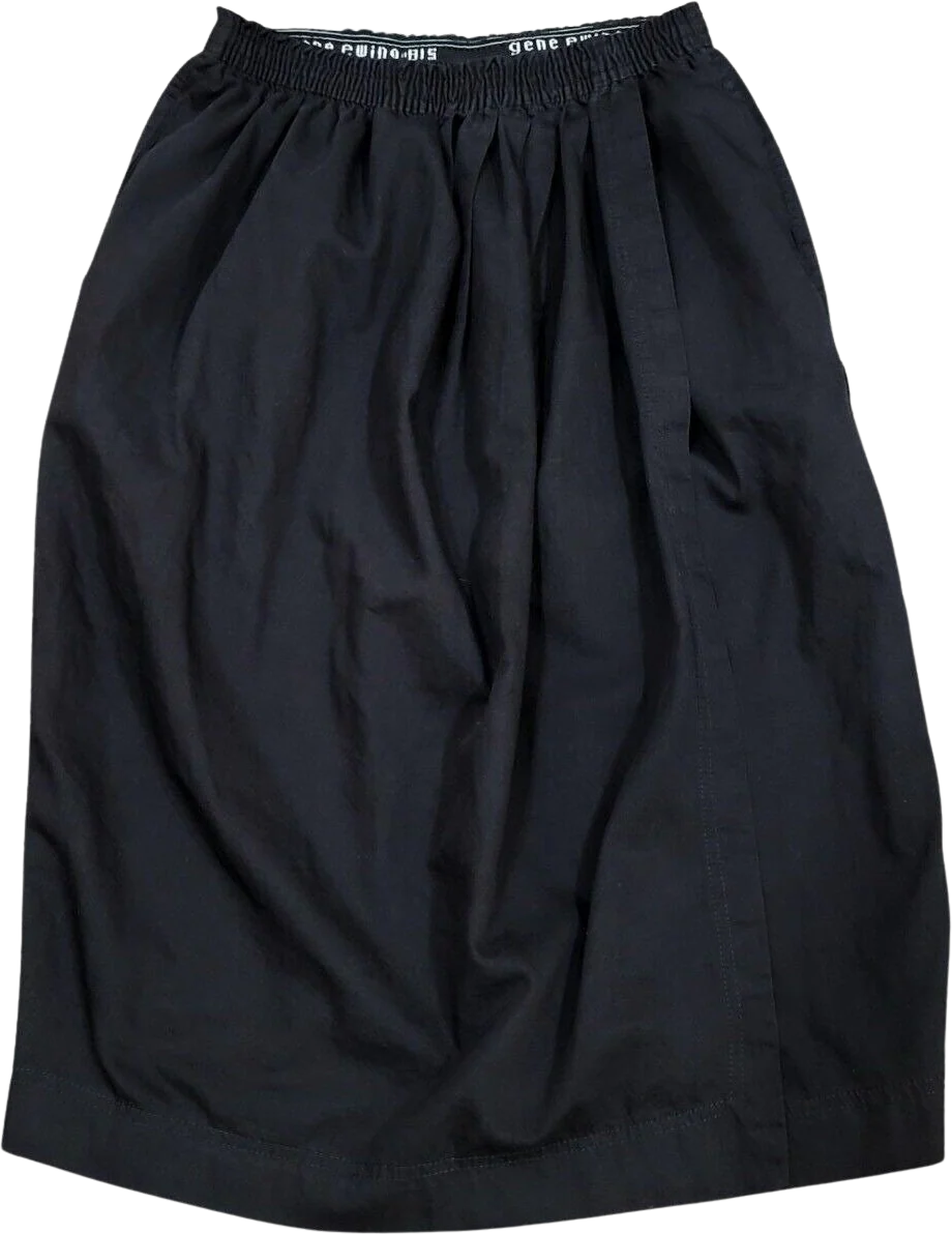 80s Sunwashed Wrinkle Rich Black Wrap Midi Skirt By Gene Ewing Bis