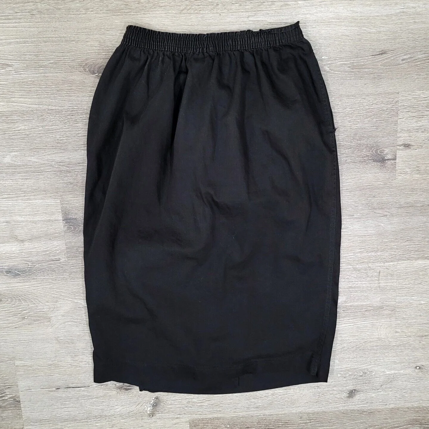 80s Sunwashed Wrinkle Rich Black Wrap Midi Skirt By Gene Ewing Bis - Image 4