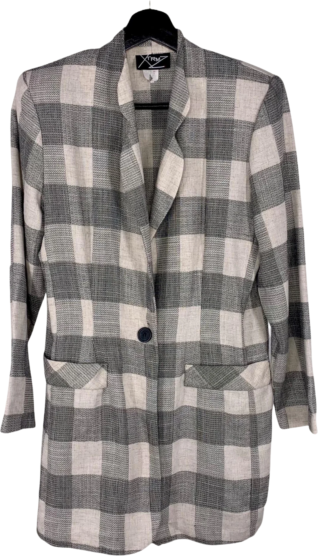 Vintage 80s Gray Big Checkered Blazer Large by Xtrmz