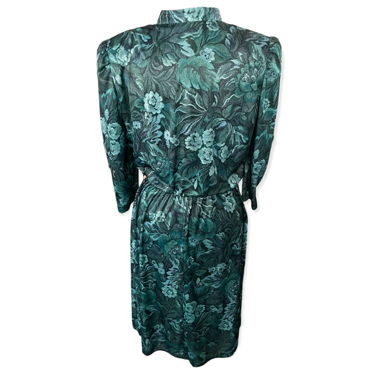 Vintage 80s Green Floral Long Sleeve Dress 16 Large/xl Fall by Tabby of California - Image 7