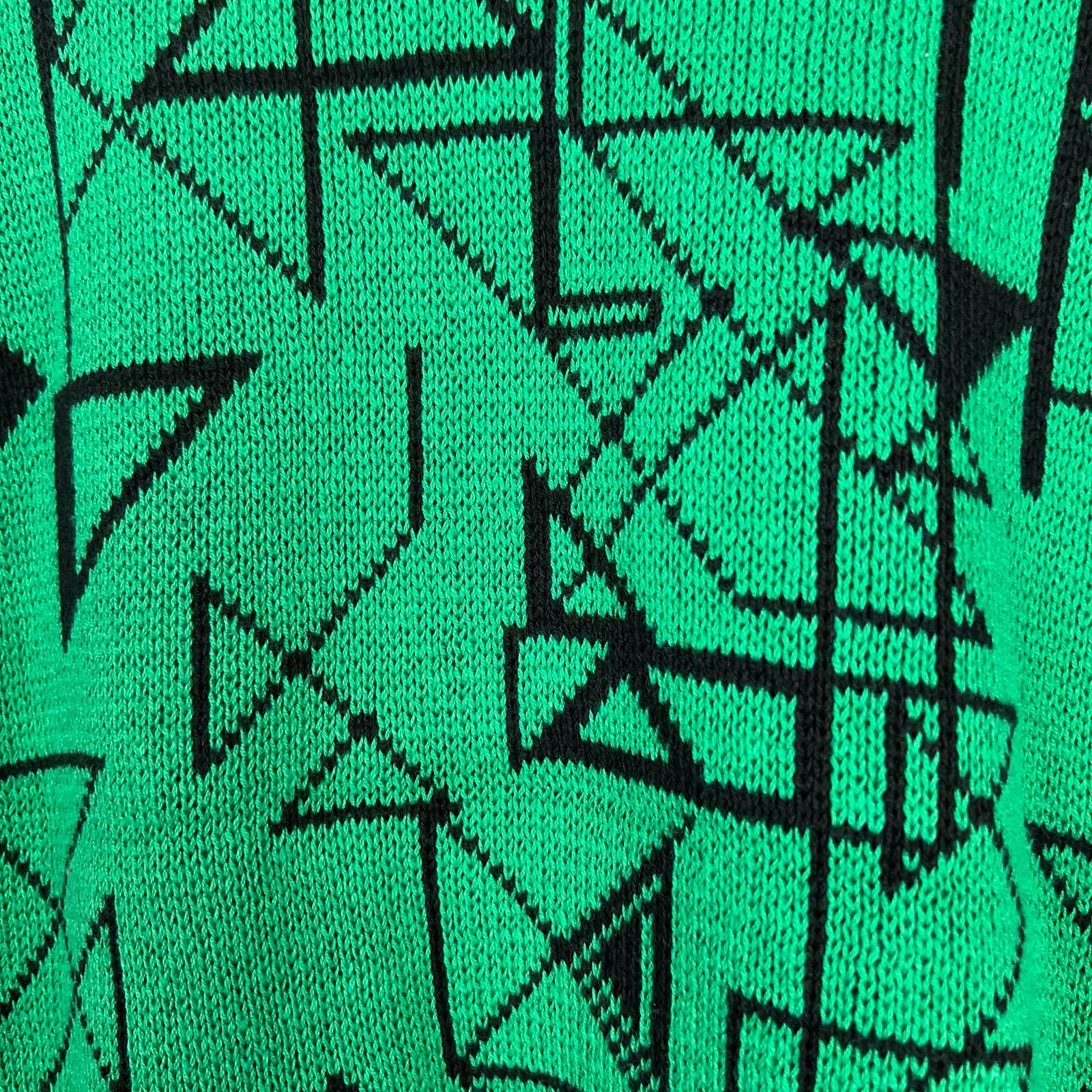 Vintage 80s Green Geo Print Sweater by Fashion Avenue - Image 3