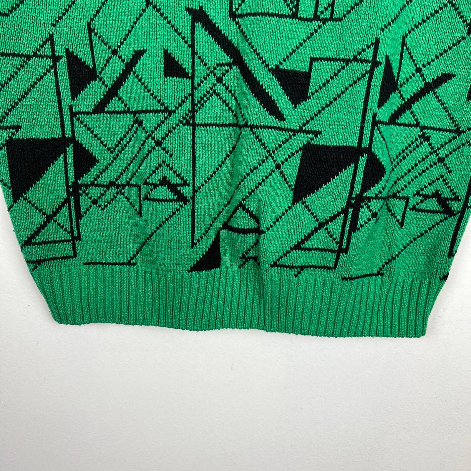 Vintage 80s Green Geo Print Sweater by Fashion Avenue - Image 7