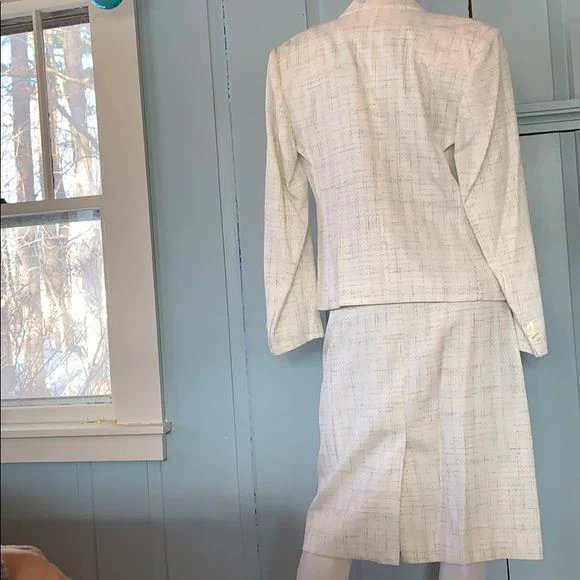Vintage 80s Haberdasher Piqué Plaid Suit White - Image 3