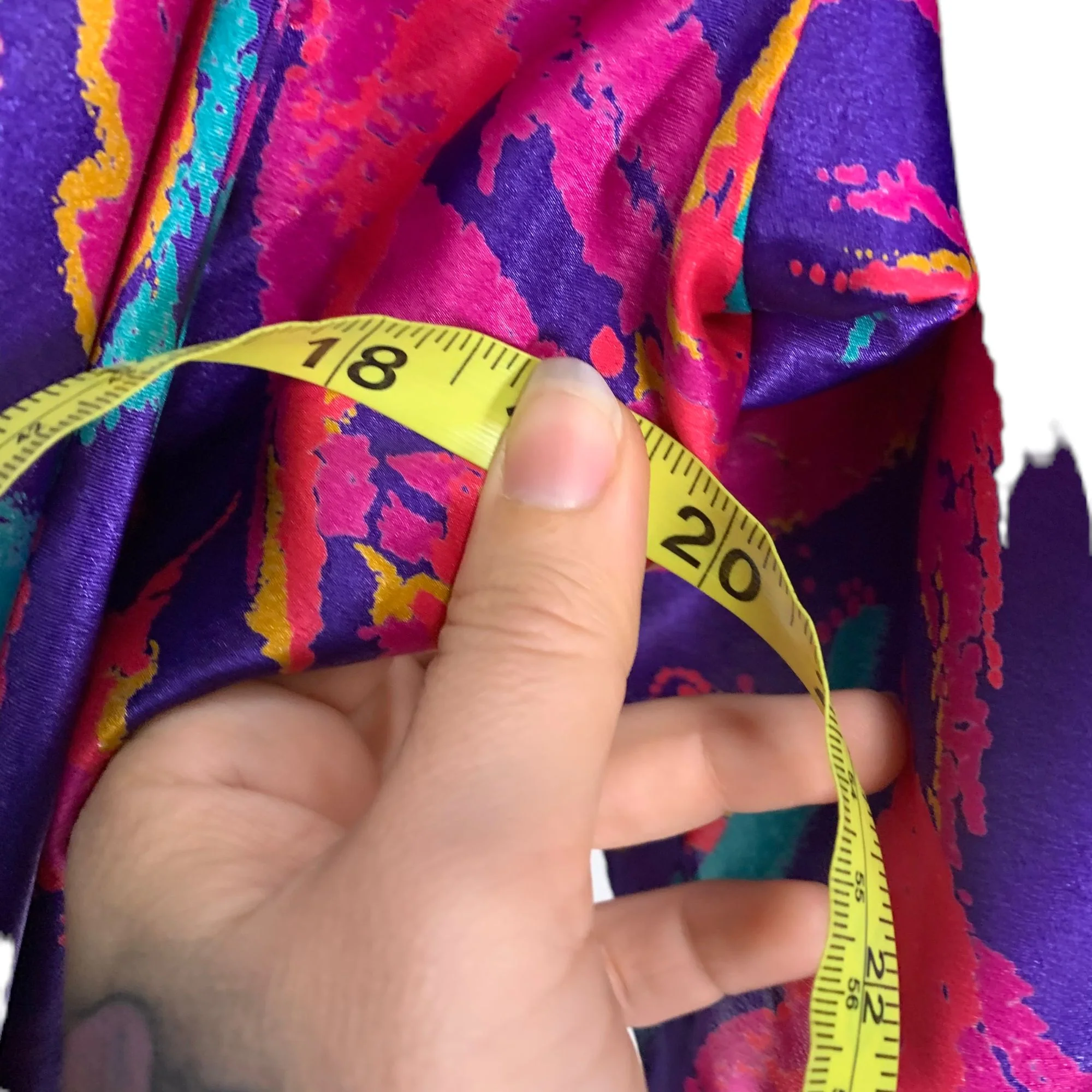 Vintage 80s Handmade Puff Sleeve Wrap Extra Long Dress Large - Image 9