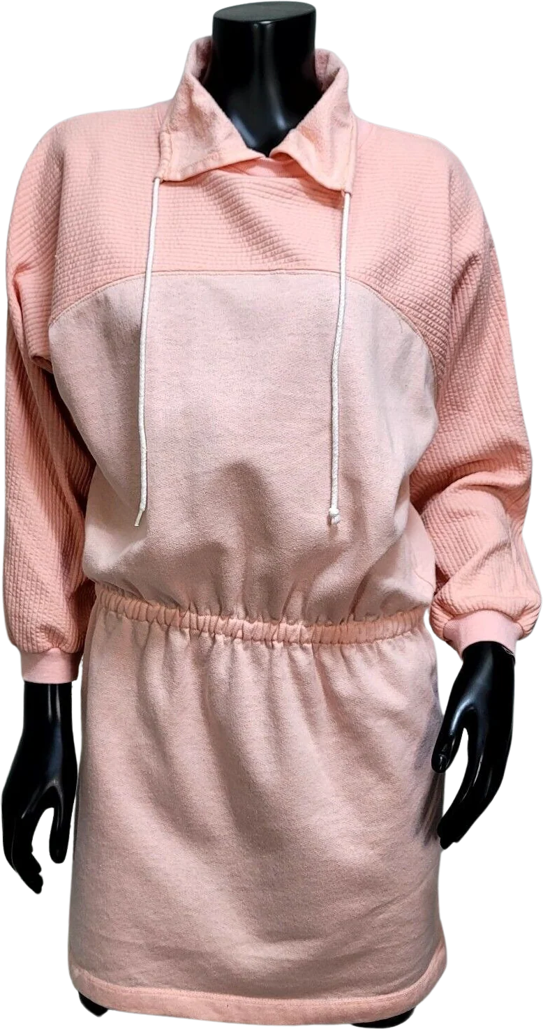 80s Pink Ribbed Dropped Waist Sweatshirt Dress By Hang Ten