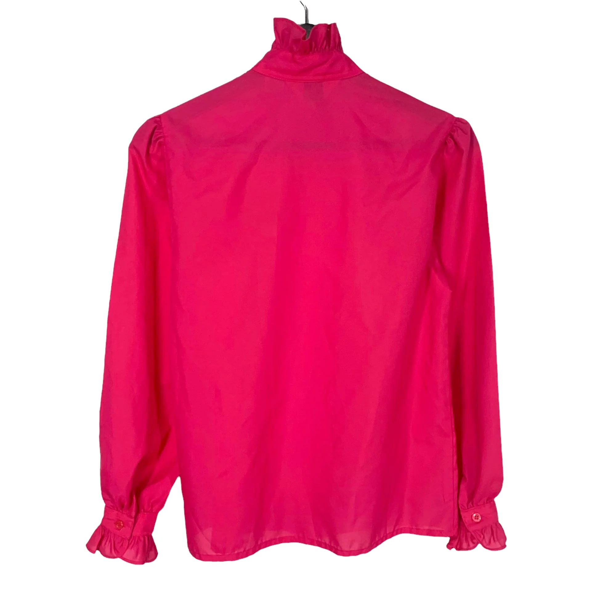 Vintage 80s Hard Pink Long Sleeve Button Up Secretary Top Small by Alicia - Image 2