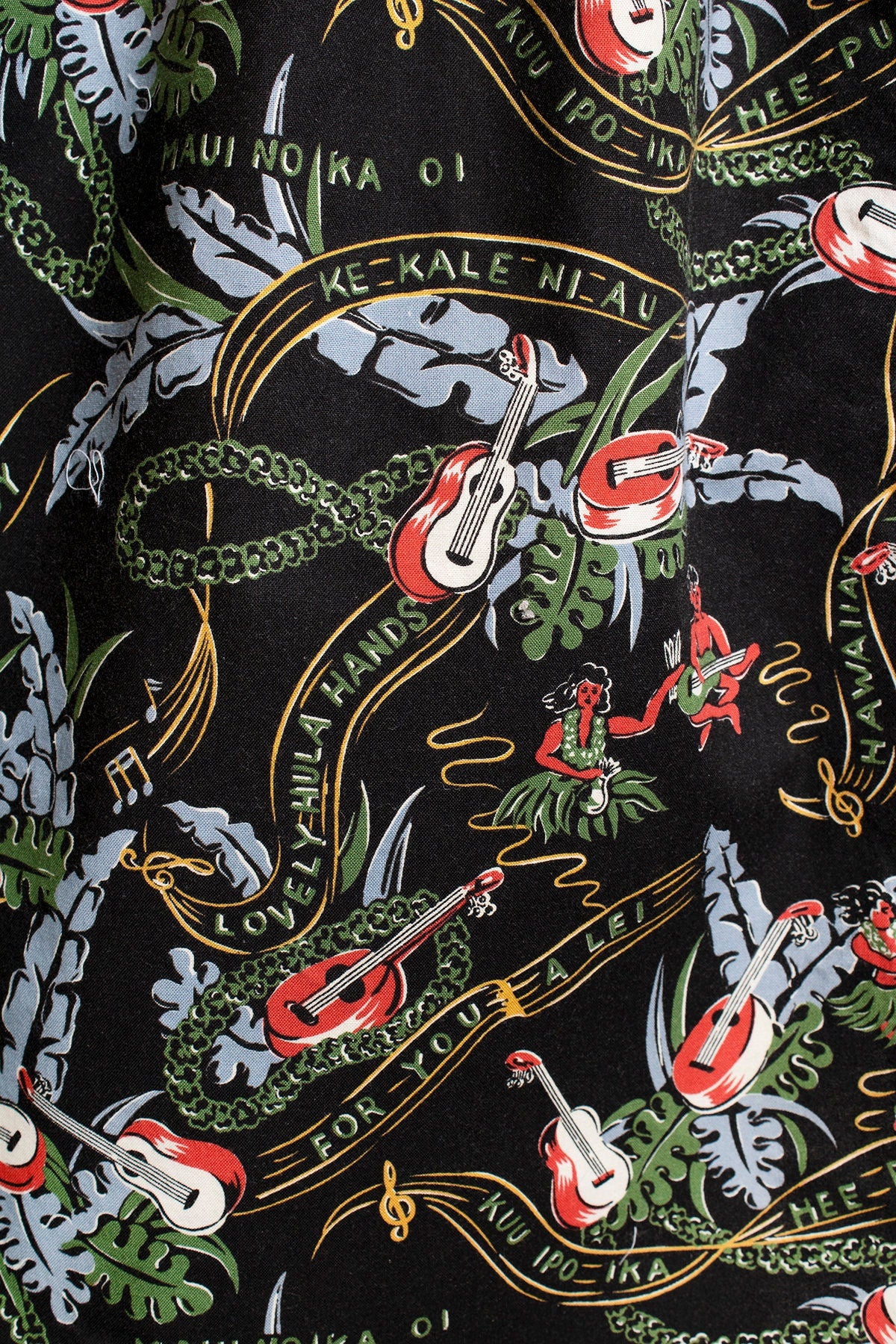 Vintage 80s Hawaiian Dress - Novelty Print Guitar Ukelele Palm Trees Hula Girls - Hilo Hattie - Smocked Back Sundress - Medium by Hilo Hattie - Image 8