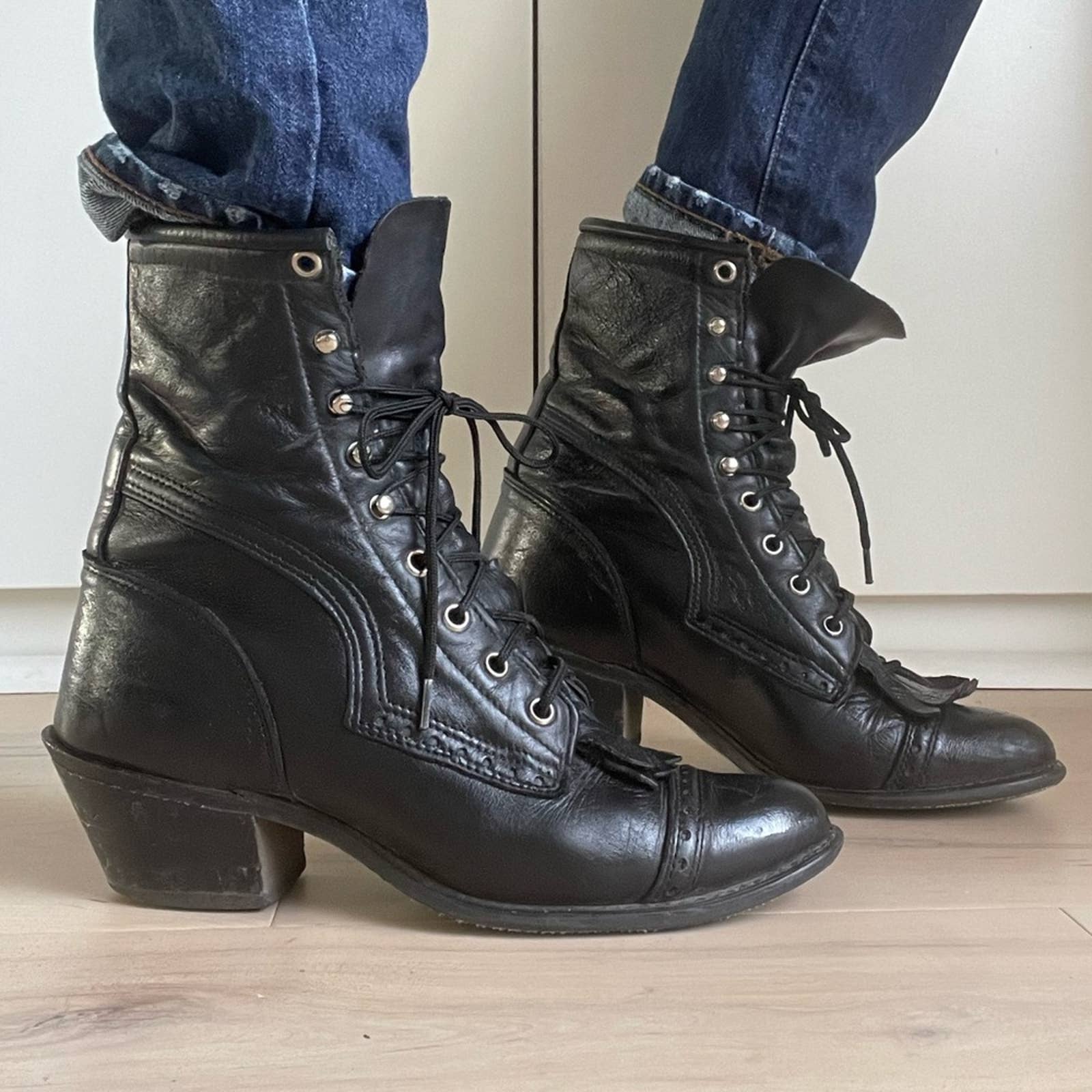 Vintage 80s Heritage Boots Prairie Boot Size 7 Black Goth Aesthetic Granny Boot by Capezio - Image 2