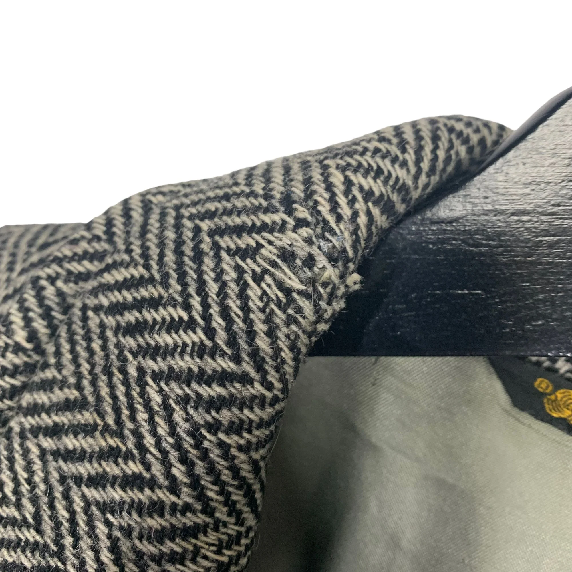 Vintage 80s Jason Gibbs Micro Herringbone Brown Black Triple Button Long Wool Coat by Jason Gibbs - Image 5