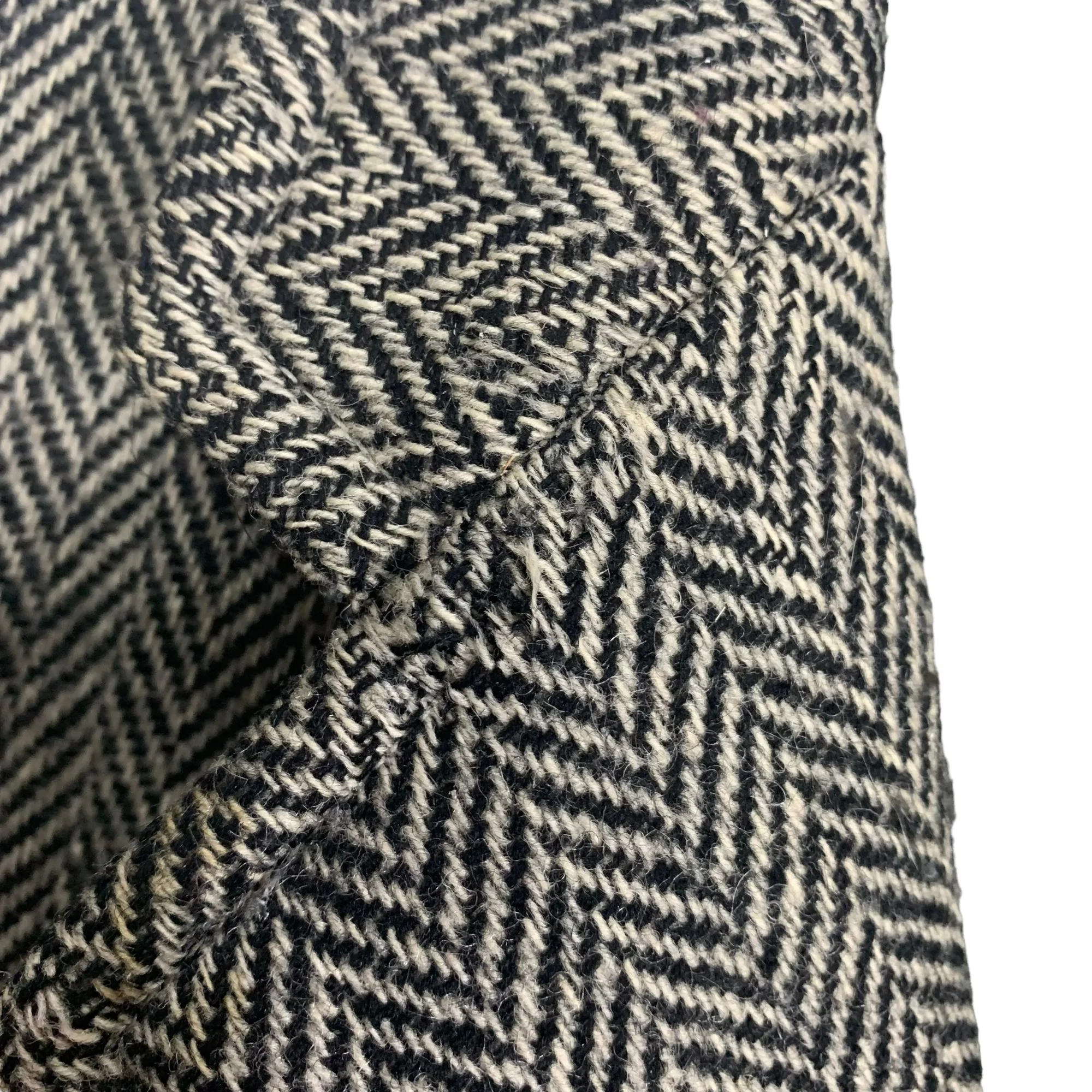 Vintage 80s Jason Gibbs Micro Herringbone Brown Black Triple Button Long Wool Coat by Jason Gibbs - Image 8