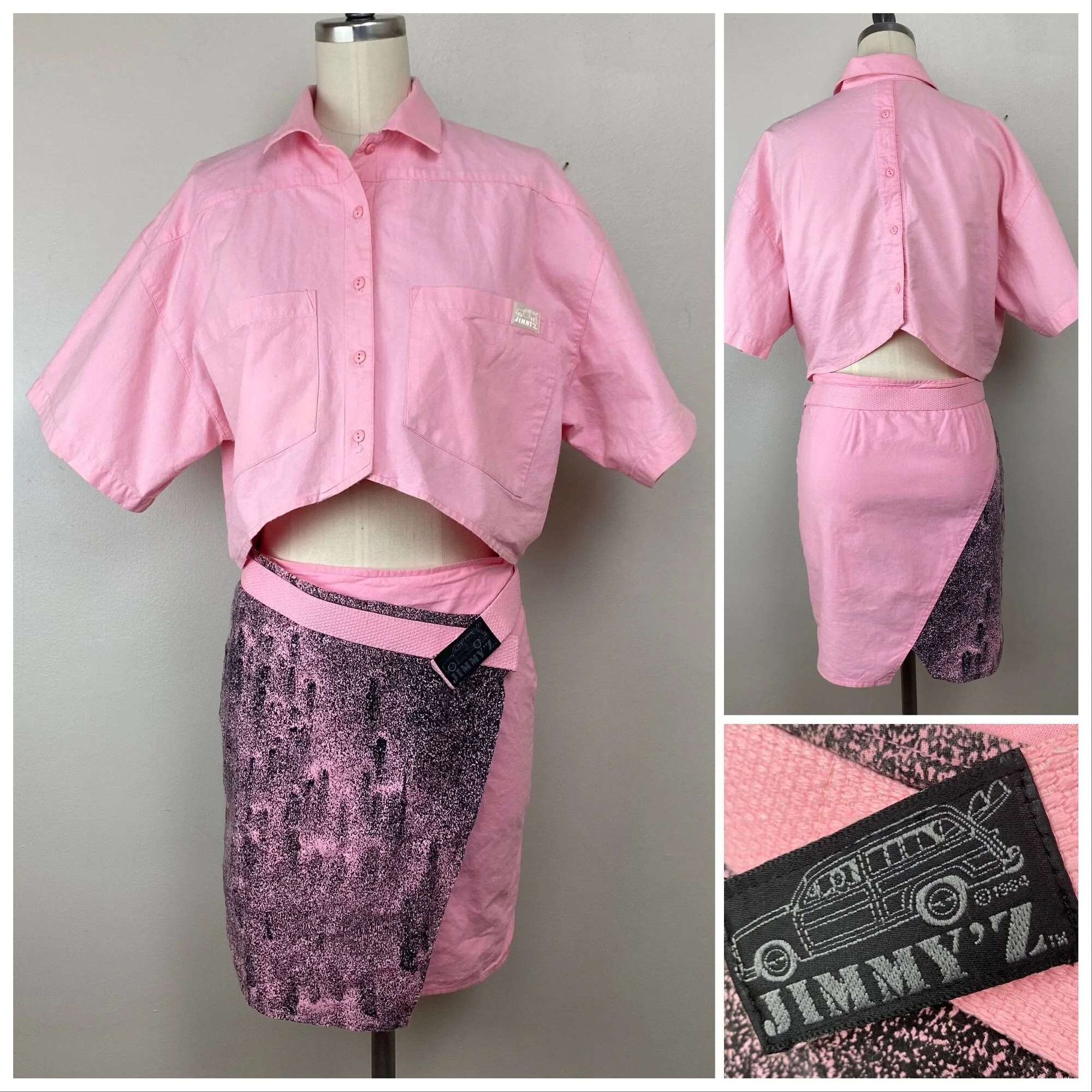 Vintage 80s Jimmy’z Cropped Blouse and Wrap Mini Skirt by  Jimmy'z - Image 3
