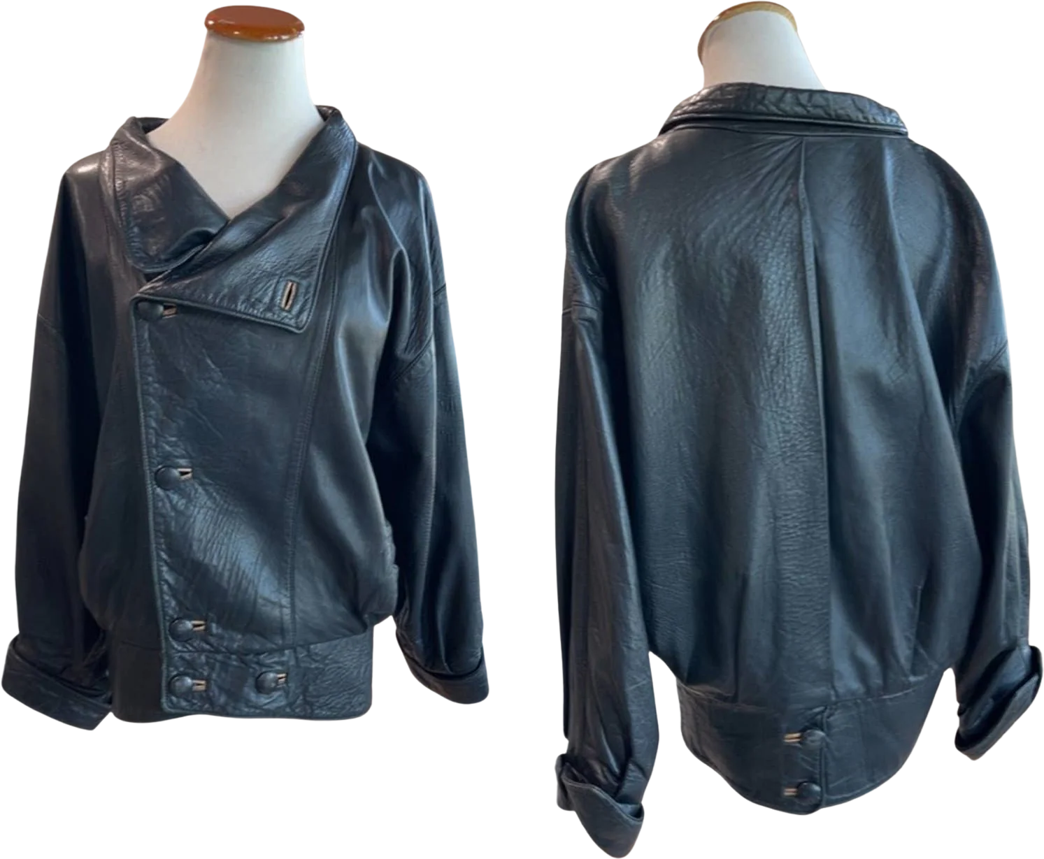 Vintage 80s Julie Duren Leather Jacket Lambs Skin Black Rock Star Style Classic