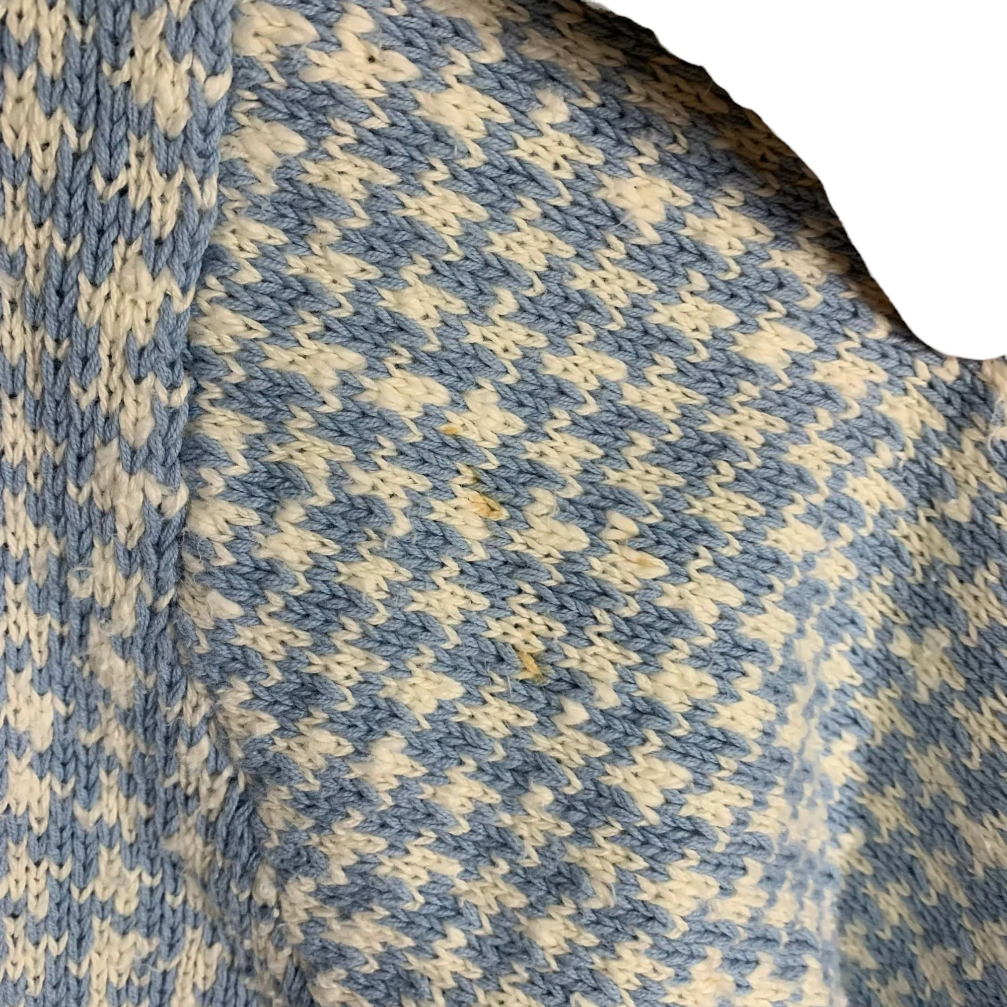 Vintage 80s Jumpers Blue White Houndstooth Knit Sweater Medium - Image 5