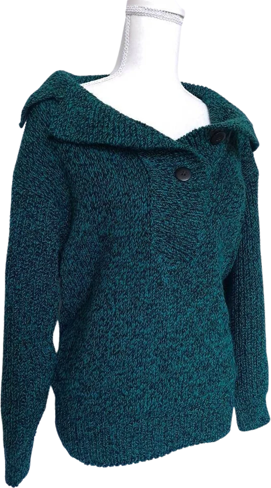 80s Teal And Black Sweater By Just Cristina