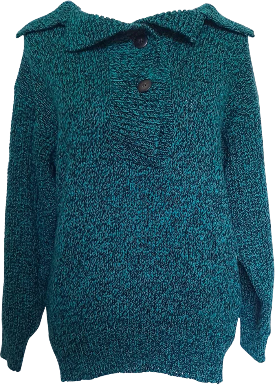 80s Teal And Black Sweater By Just Cristina - Image 3