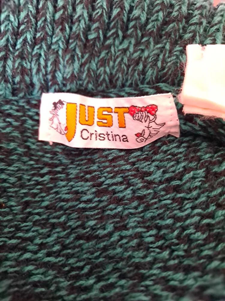 80s Teal And Black Sweater By Just Cristina - Image 8