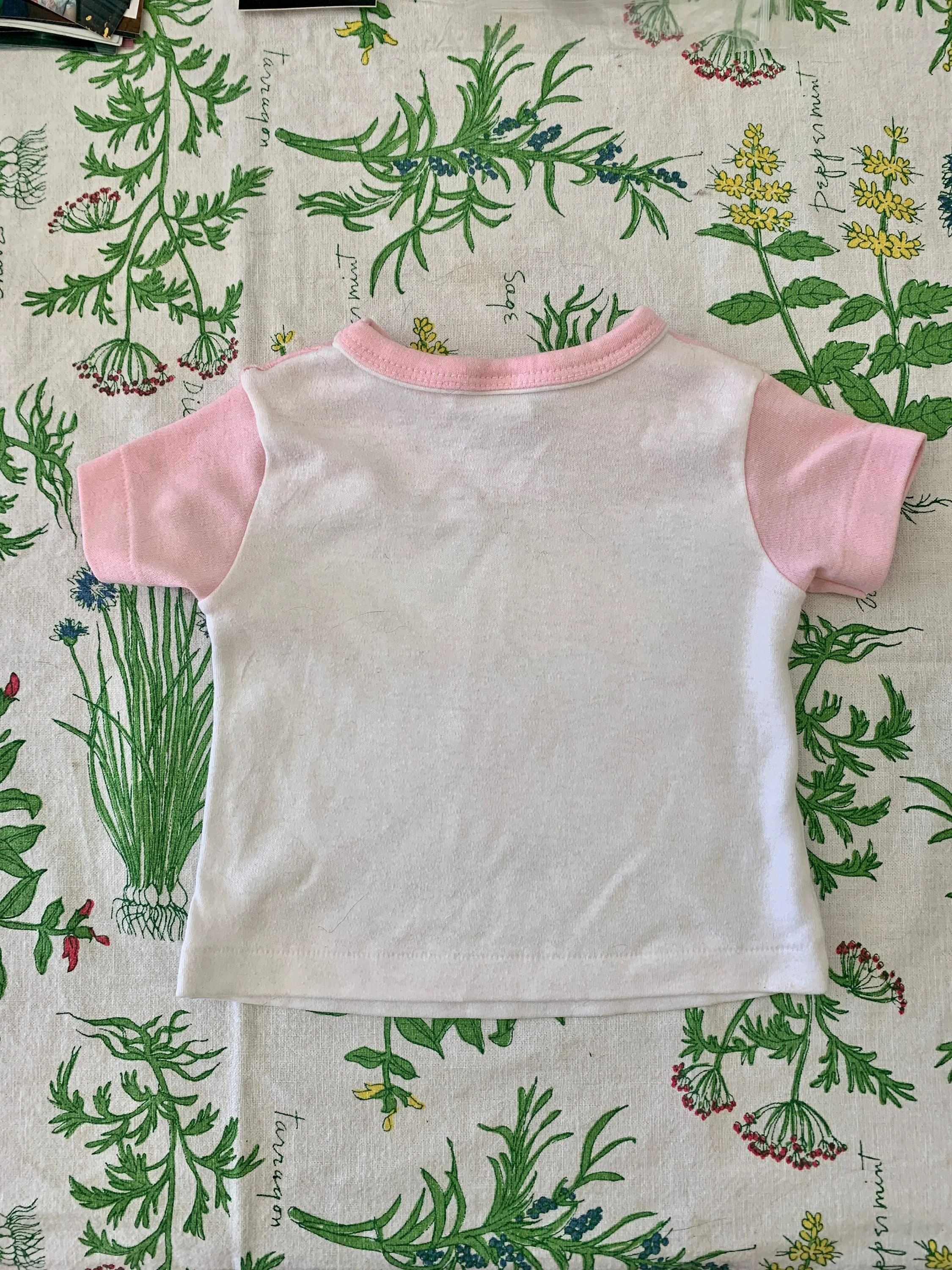 Vintage 80s Kitten Bleeding Hearts Iron On Top Sz 18 Mos by Rabbit Skins - Image 4
