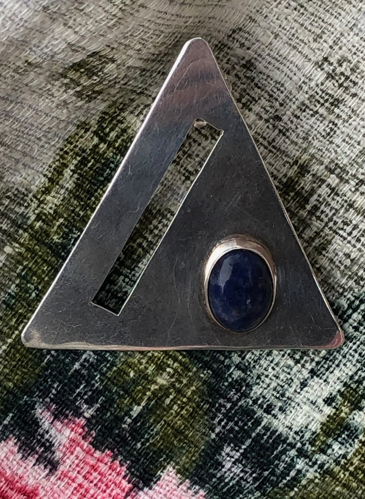 80s Vtg Blue Lapis Silver Earrings Pierced By Artisan - Image 4