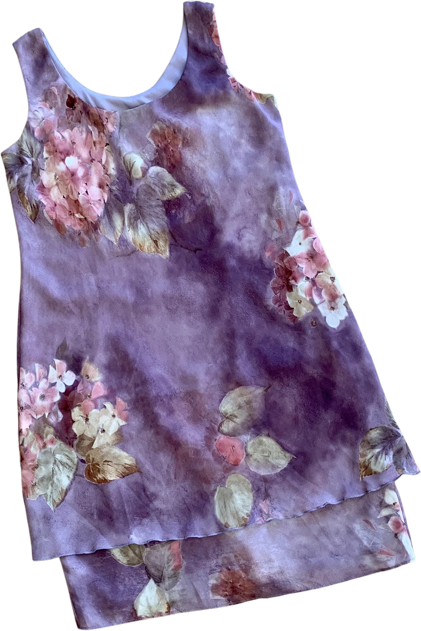 Vintage 80s Layered Sheer Plum Floral Slip Dress Sz M / L by SL Fashions