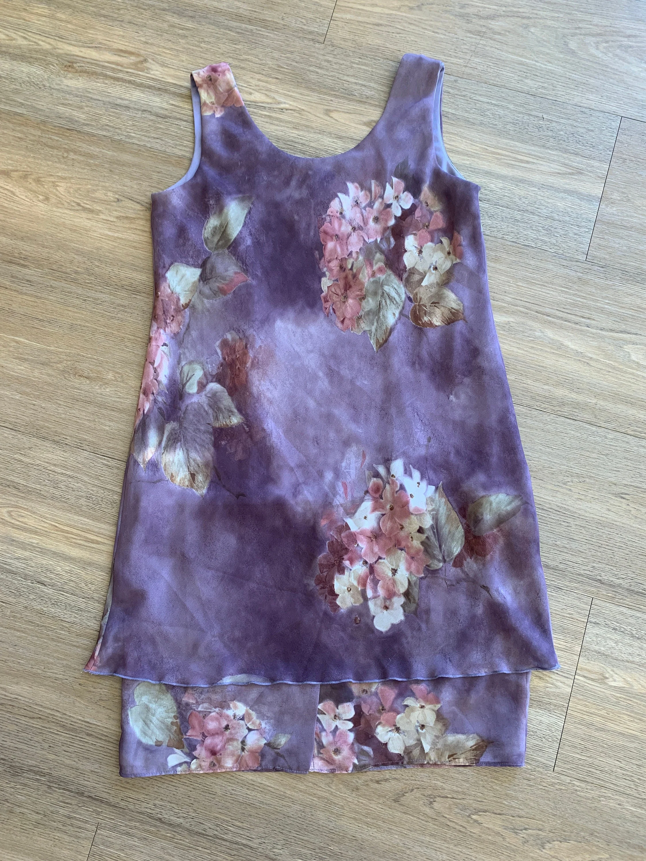 Vintage 80s Layered Sheer Plum Floral Slip Dress Sz M / L by SL Fashions - Image 2