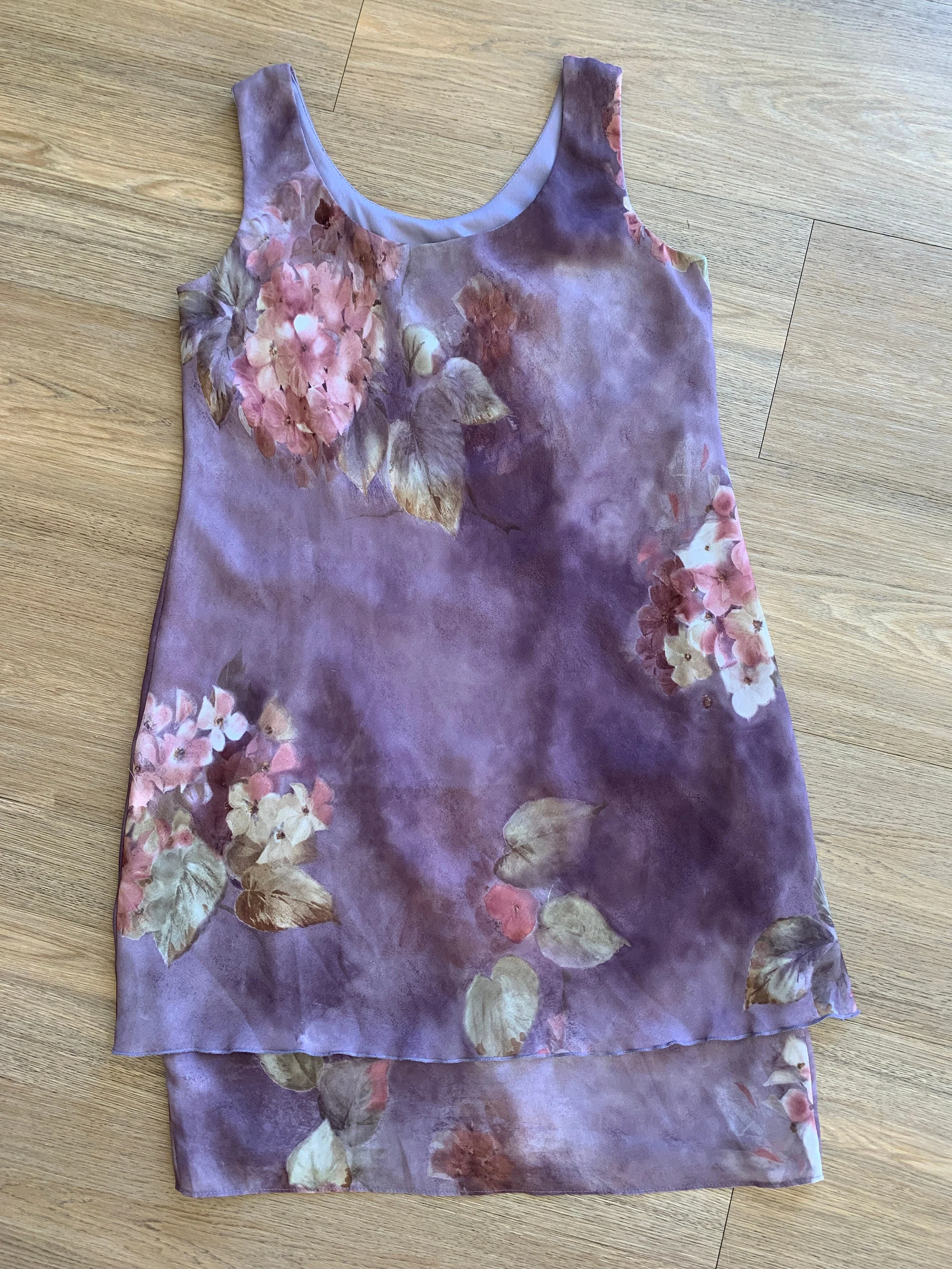 Vintage 80s Layered Sheer Plum Floral Slip Dress Sz M / L by SL Fashions - Image 3