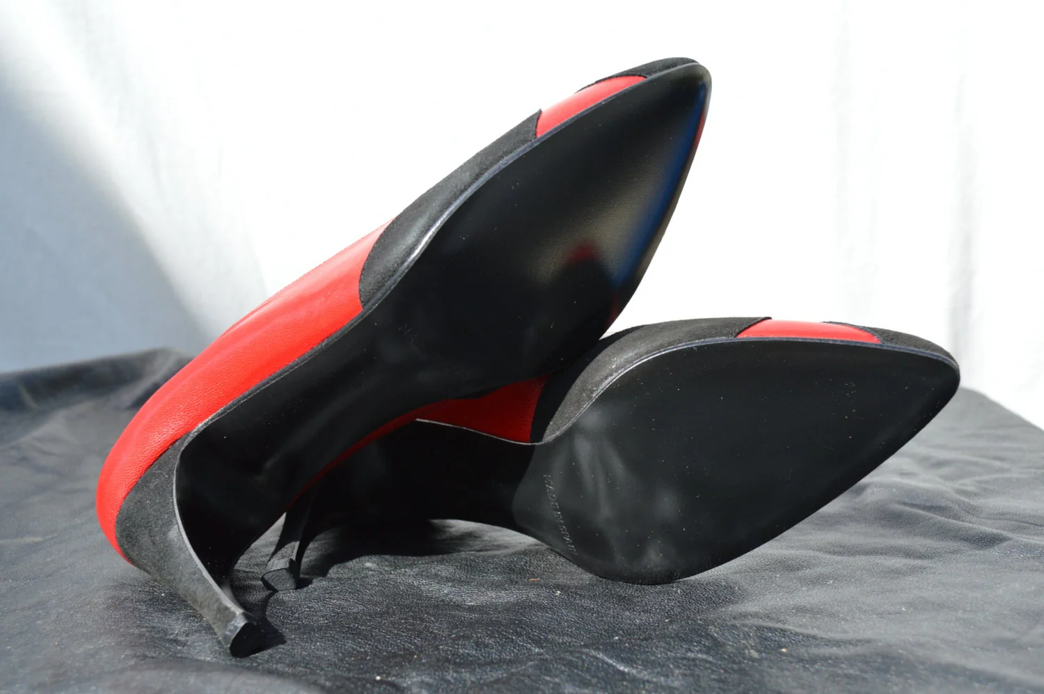 Vintage 80s Leather Suede Dots Pumps Heels Shoes New Old Stock Never Used Size 8 M by Van Eli - Image 4