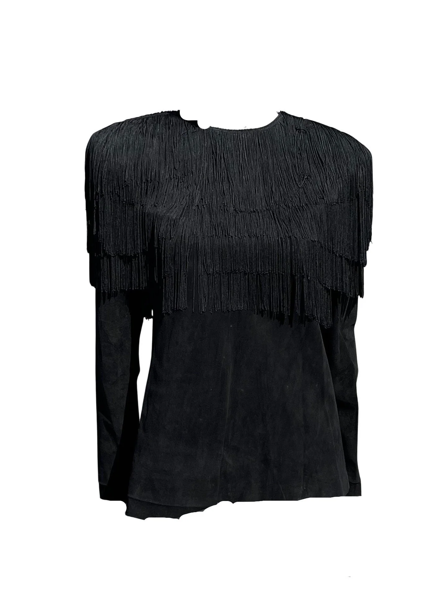 Vintage 80s Leather Western Jacket with Fringes At The Top Batwing Size 8 Southwest Cowgirl by Bullocks Wilshire - Image 4