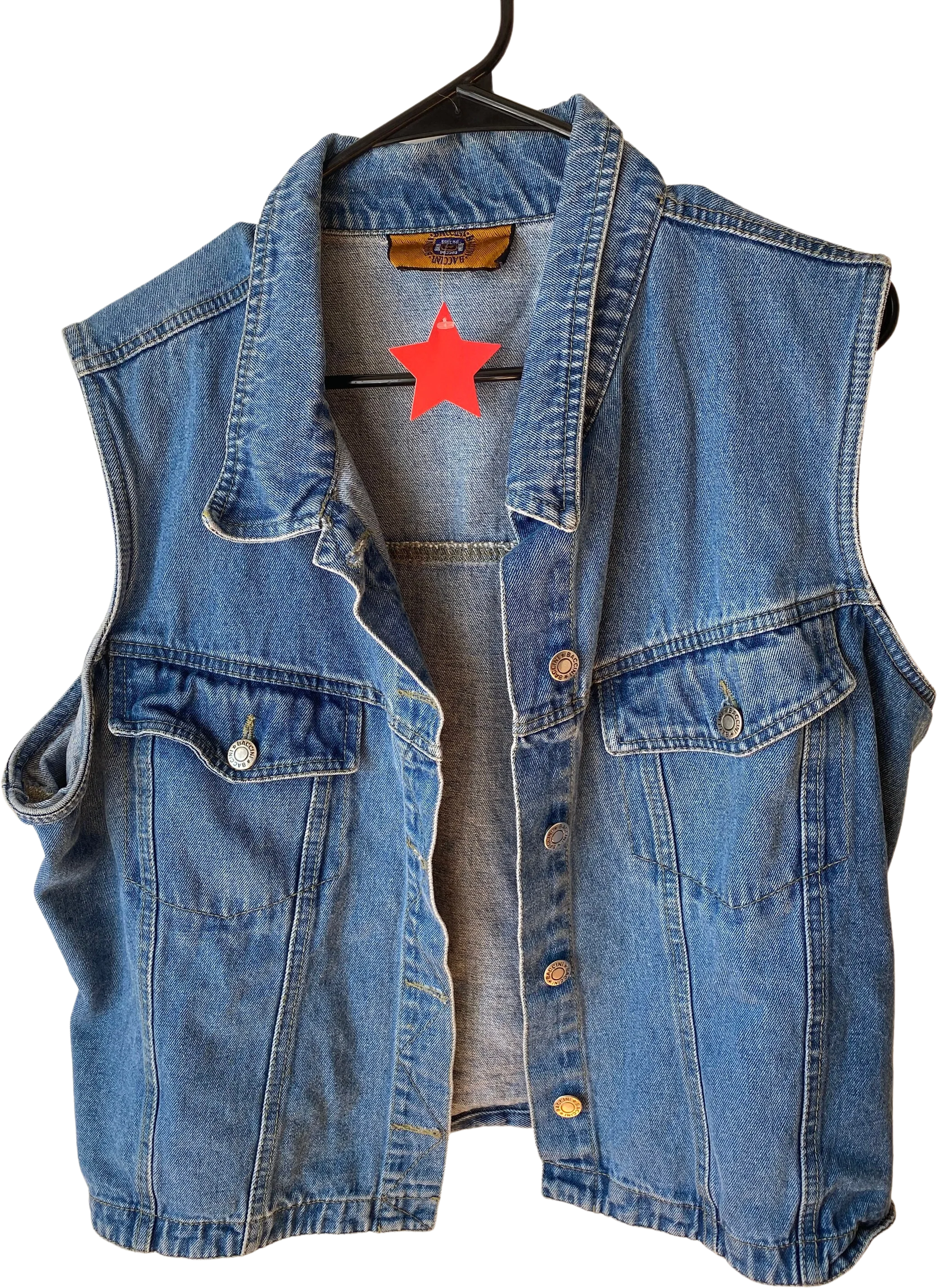 Vintage 80s Light Medium Wash Denim Button Up Vest Medium by Baccini