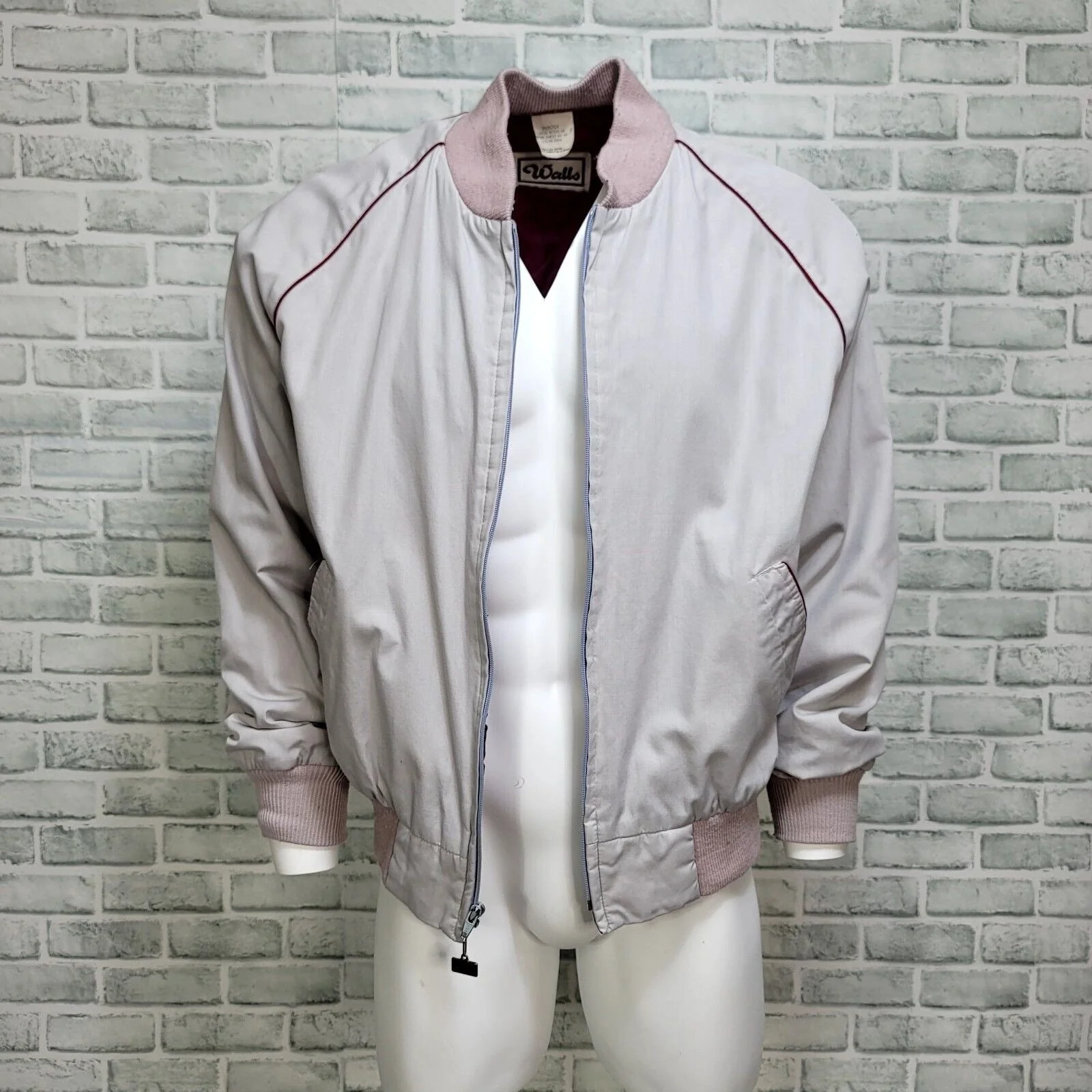 80s Bomber Jacket Full Zip Ribbed Banned Waist By Walls - Image 2