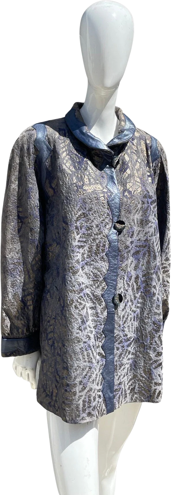 Vintage 80s Metallic Animal Print Leather Jacket Made In Italy Leather Jacket Size 42 Never Used by Maxime
