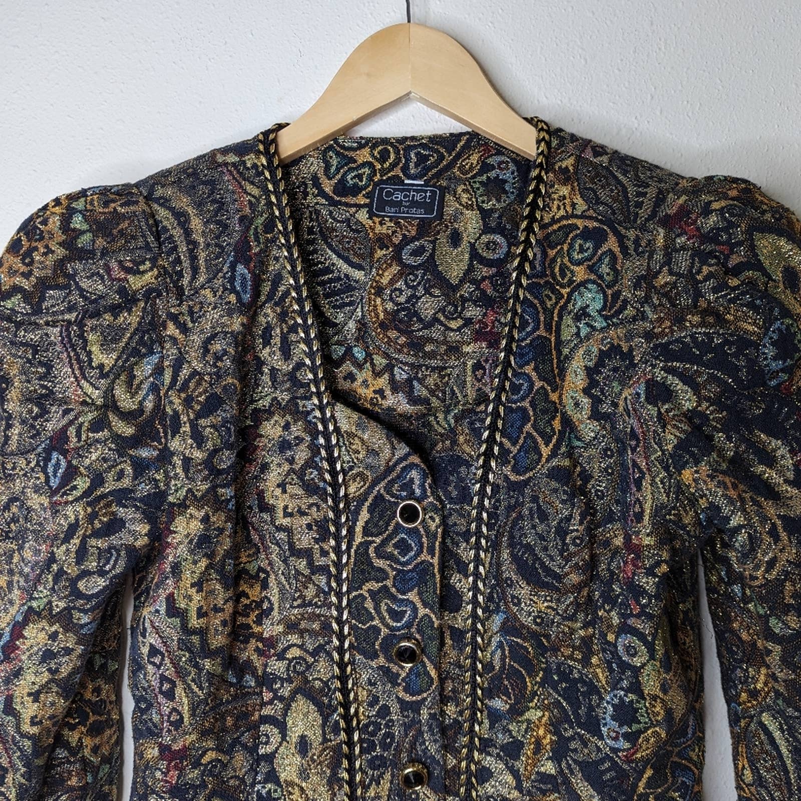 Vintage 80s Metallic Brocade Bolero Jacket Cachet by Cachet by Bari Protas - Image 9
