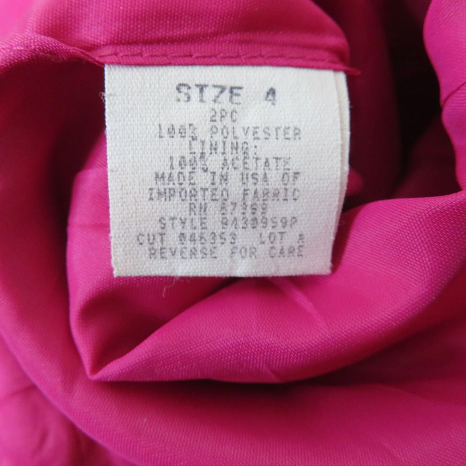 Vintage 80s Mod Blouse Jacket 4p Hot Pink Collar Quarter Length Sleeve Usa Made by Donna Ricco - Image 11