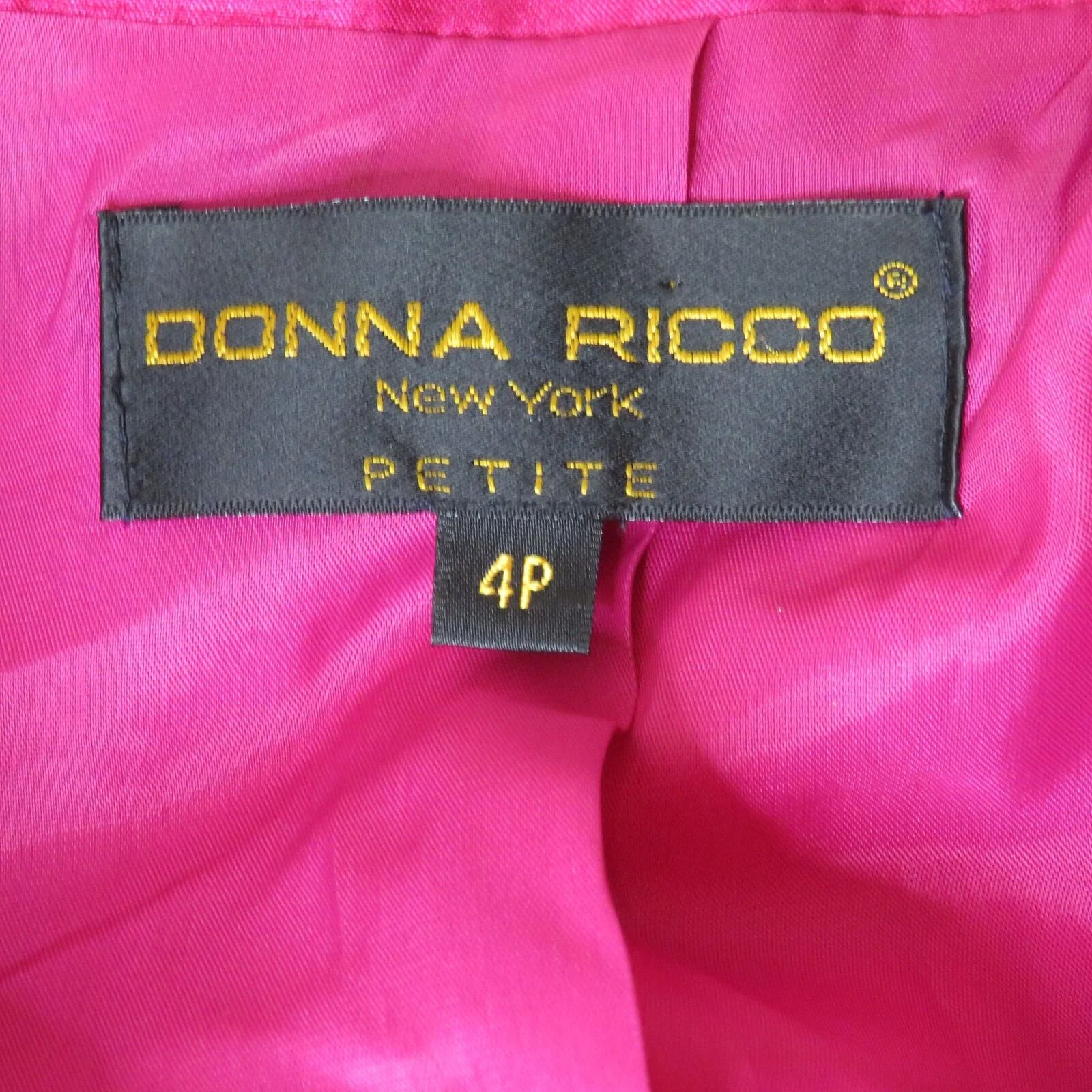 Vintage 80s Mod Blouse Jacket 4p Hot Pink Collar Quarter Length Sleeve Usa Made by Donna Ricco - Image 12