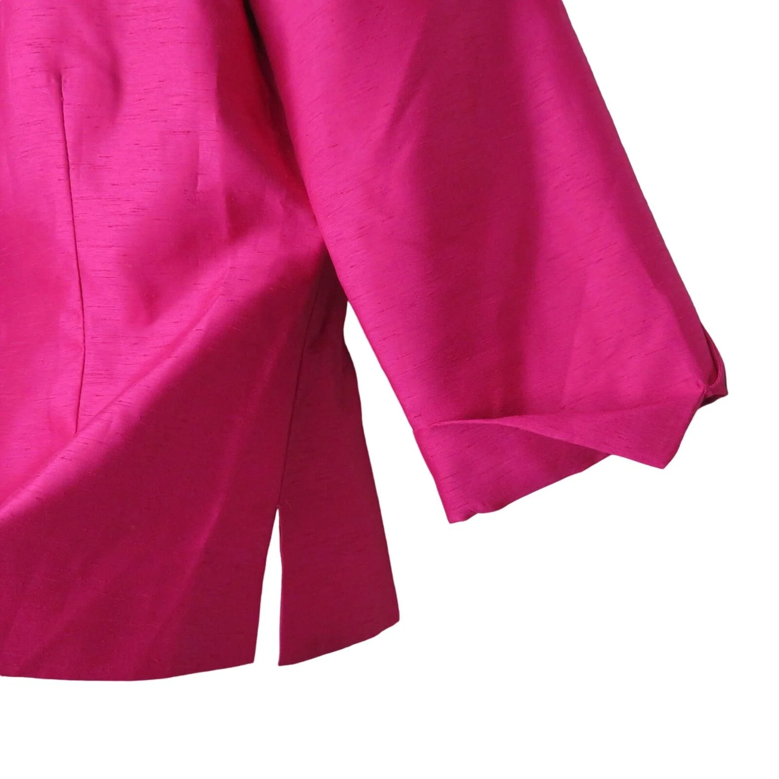 Vintage 80s Mod Blouse Jacket 4p Hot Pink Collar Quarter Length Sleeve Usa Made by Donna Ricco - Image 9