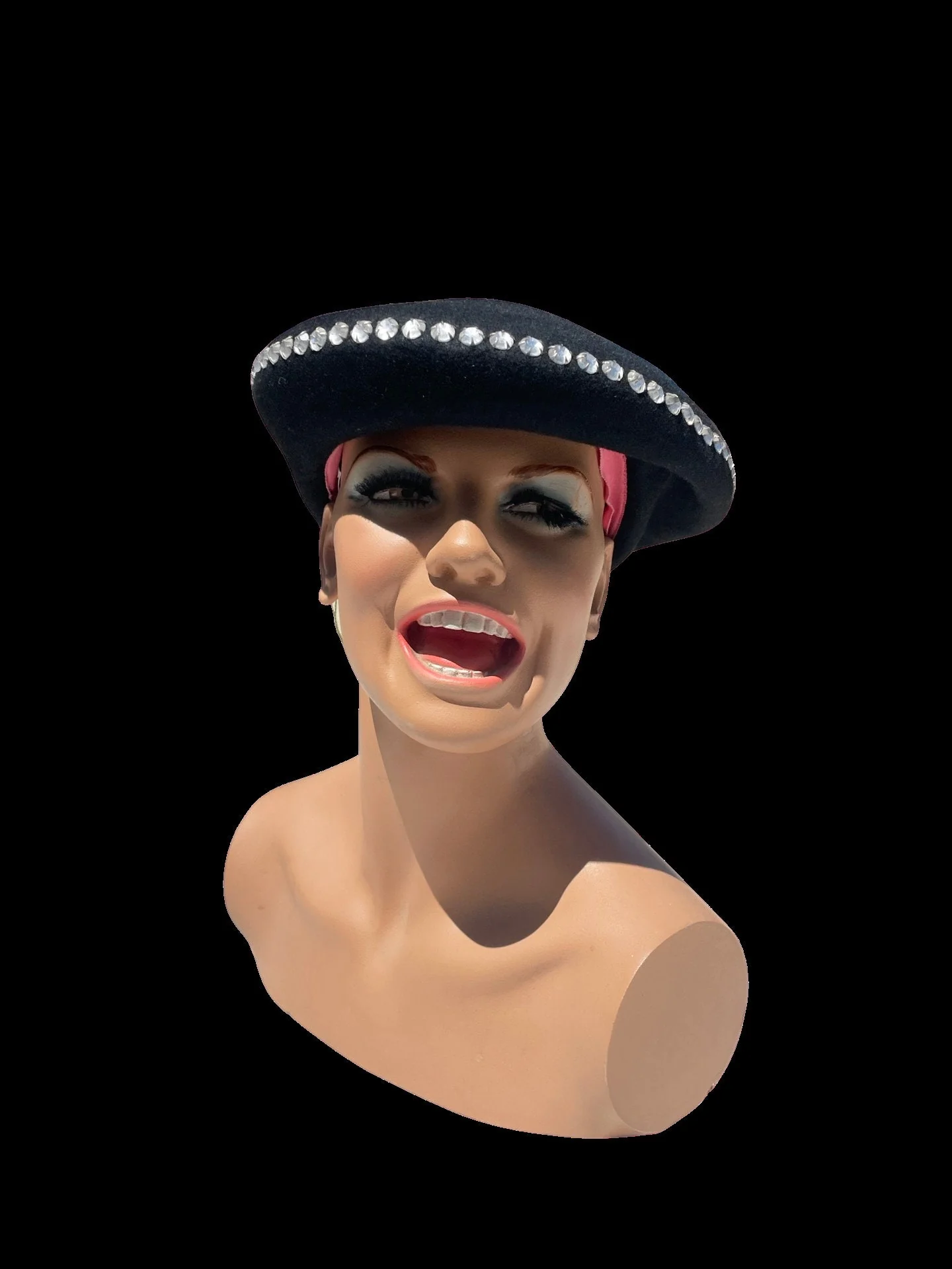 Vintage 80s Never Used Hat Rhinestones Studded Cap Beret Style by Frank Olive For Neiman Marcus - Image 2